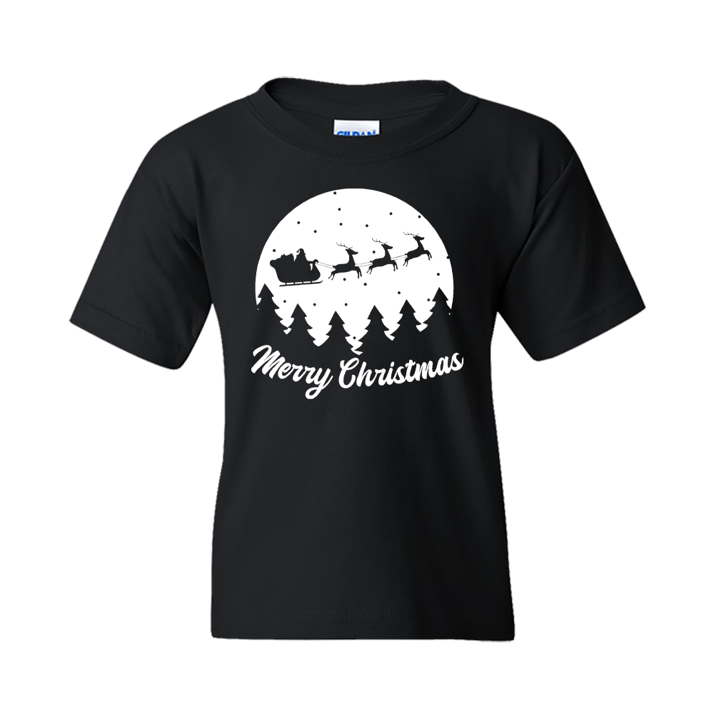 Christmas T-Shirt: Santa Sleigh "Merry Christmas" (12) - FREE SHIPPING