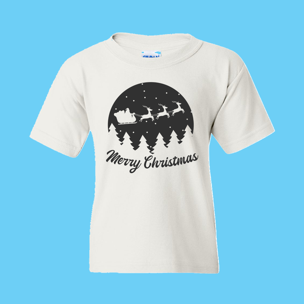 Christmas T-Shirt: Santa Sleigh "Merry Christmas" (12) - FREE SHIPPING