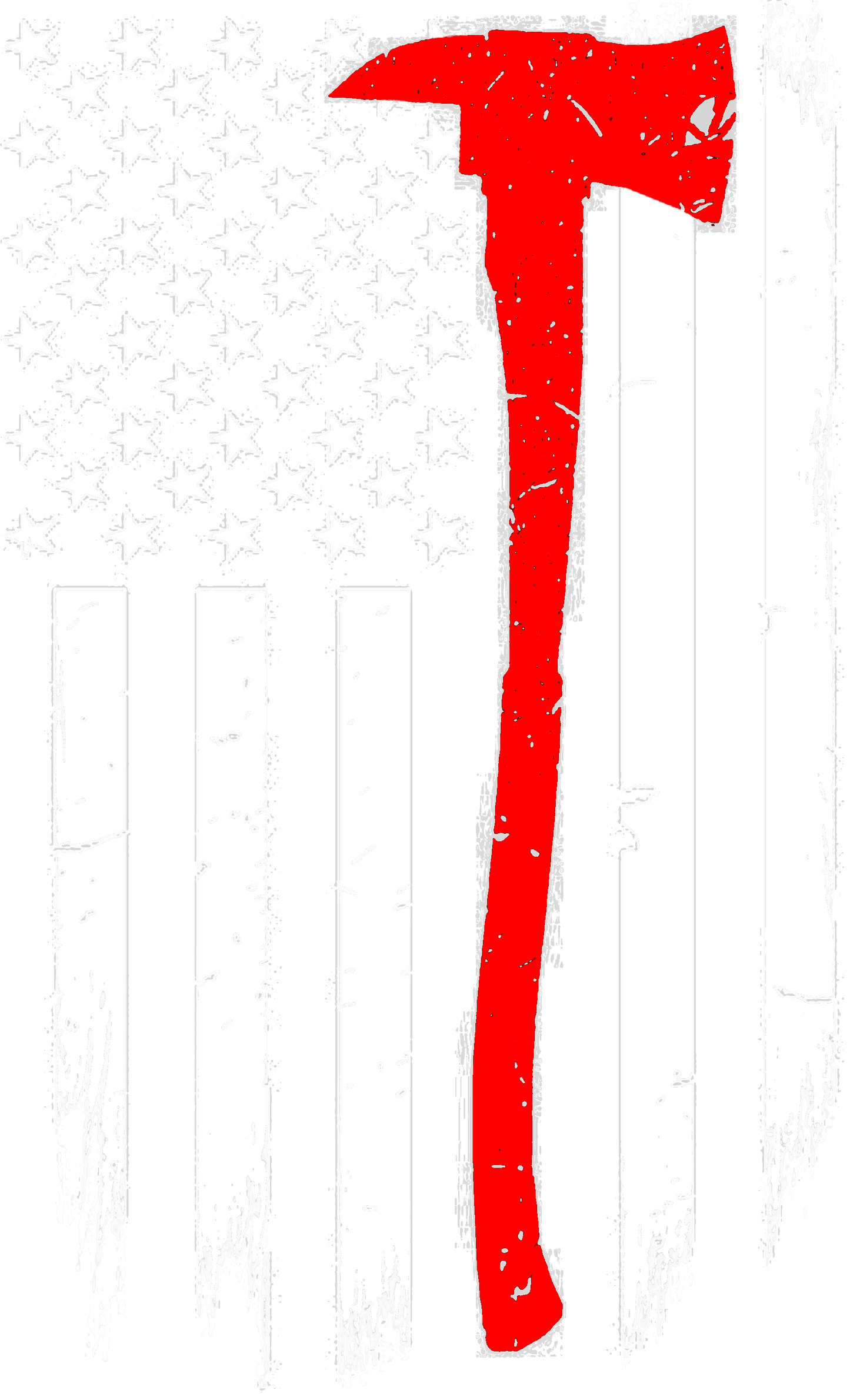 Short Sleeve T-Shirt: Fire Fighter Flag With Red Axe - FREE SHIPPING