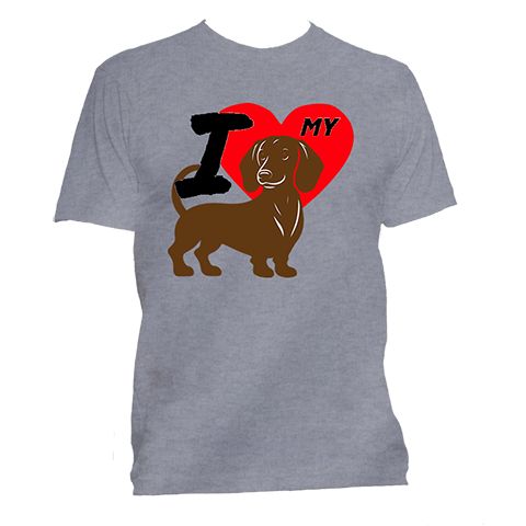 Short Sleeve T-Shirt: "I (HEART) My Dog (DACHSHUND)"- FREE SHIPPING