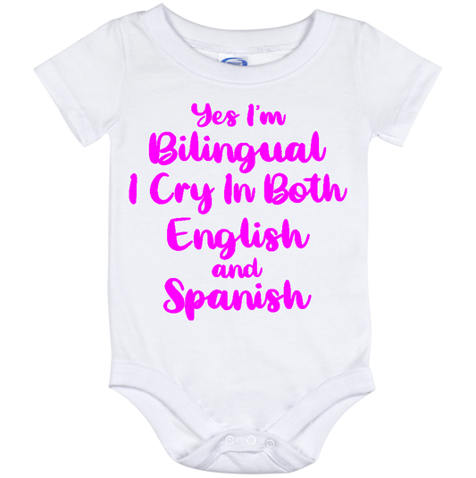 Infant Onesie: YES I AM BILINGUAL I CRY I BOTH ENGLISH AND SPANISH (S24)- FREE SHIPPING