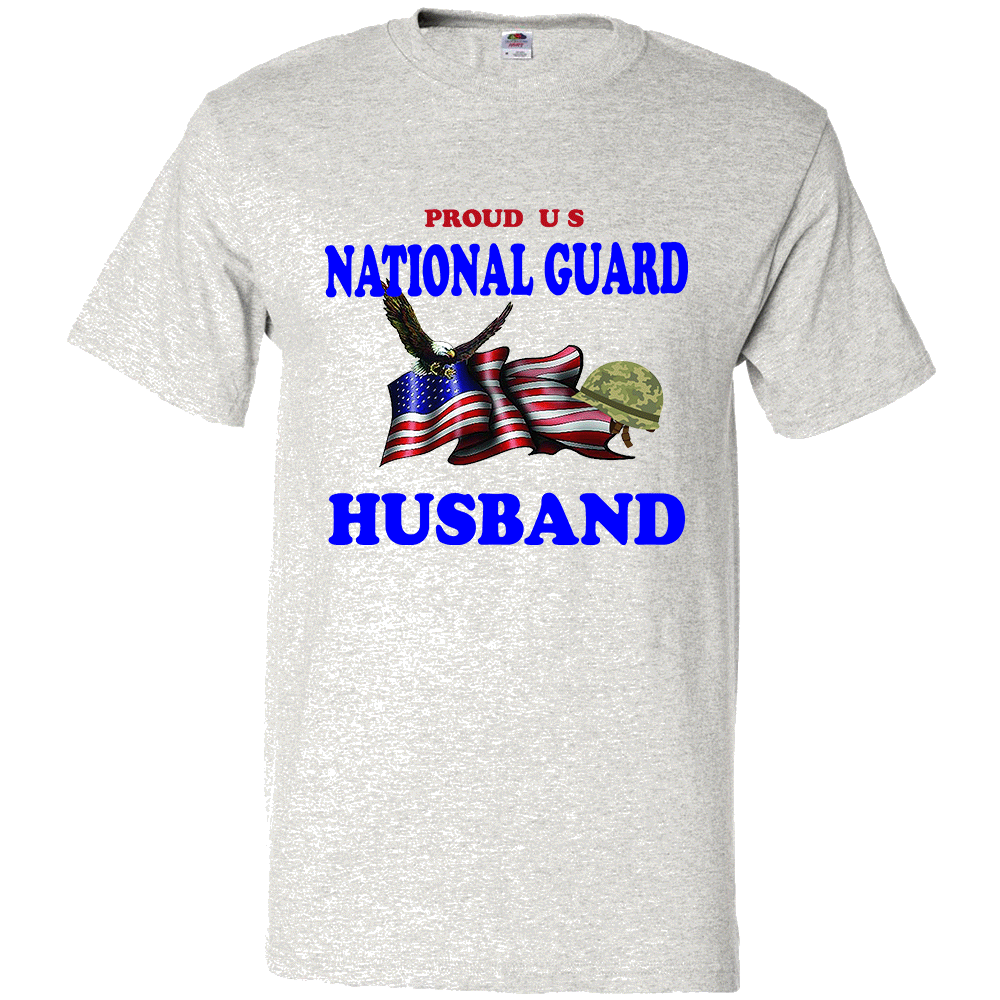Short Sleeve T-Shirt: "Proud U.S. National Guard Husband" (GHUS) - FREE SHIPPING