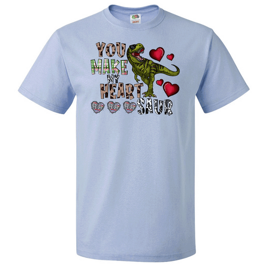 Short Sleeve T-Shirt: Valentines Day - "You Make My Hear Saur" (V01) - FREE SHIPPING