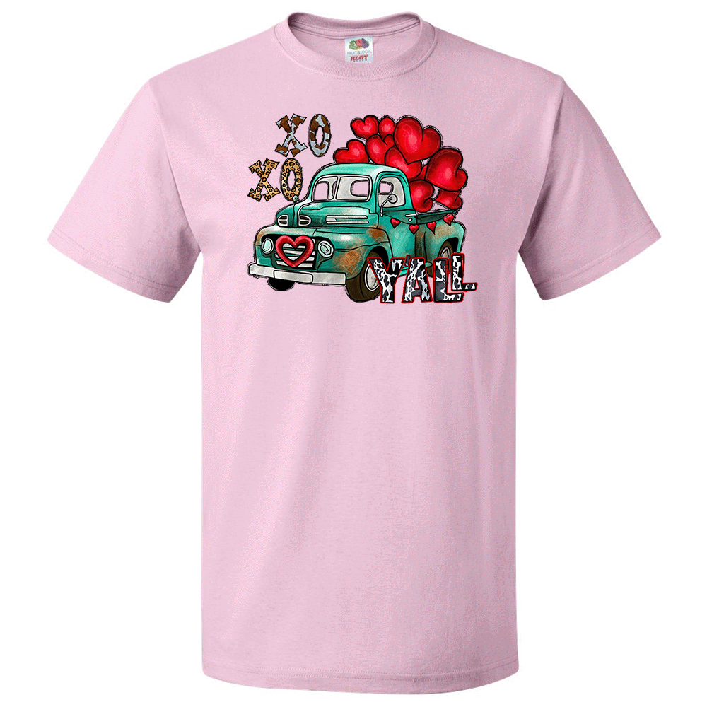 Short Sleeve T-Shirt: Valentines Day - "XOXO Y'all (Truck)" (V02) - FREE SHIPPING