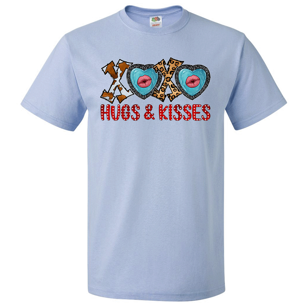 Short Sleeve T-Shirt: Valentines Day - "XOXO Hugs and Kisses" (V07) - FREE SHIPPING