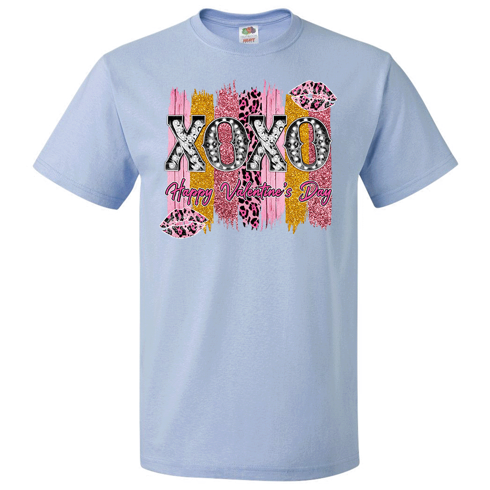 Short Sleeve T-Shirt: Valentines Day - "XOXO Happy Valentine's Day (Glam)" (V10) - FREE SHIPPING