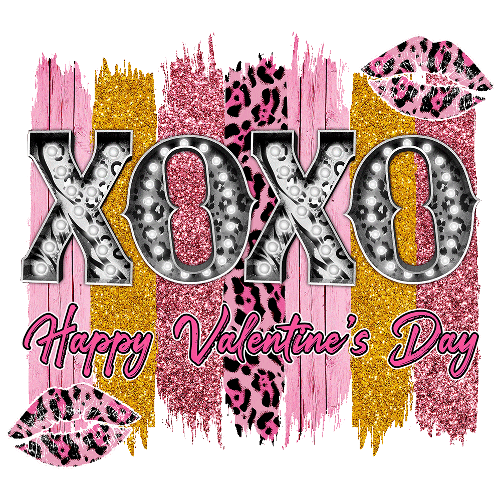 Short Sleeve T-Shirt: Valentines Day - "XOXO Happy Valentine's Day (Glam)" (V10) - FREE SHIPPING