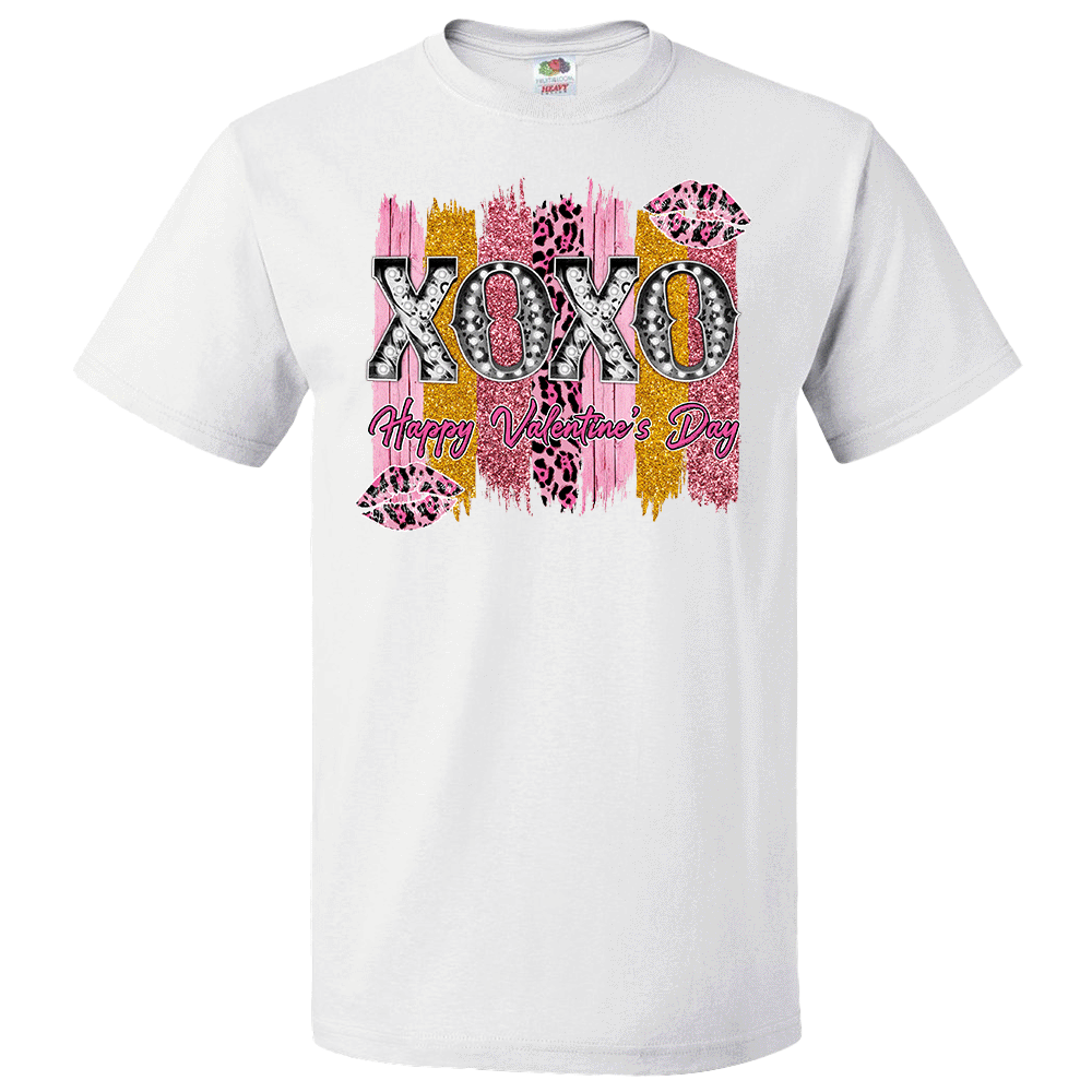 Short Sleeve T-Shirt: Valentines Day - "XOXO Happy Valentine's Day (Glam)" (V10) - FREE SHIPPING