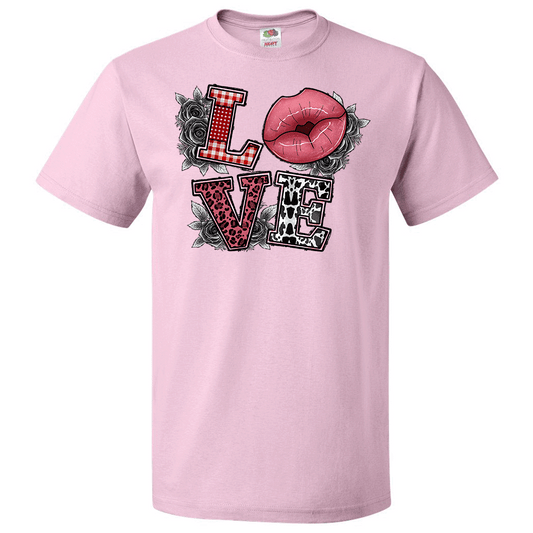 Short Sleeve T-Shirt: Valentines Day - "Love Art (Lips)" (V25) - FREE SHIPPING
