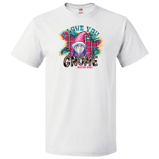 Short Sleeve T-Shirt: Valentines Day - "I Love Gnome Matter What" (V60) - FREE SHIPPING