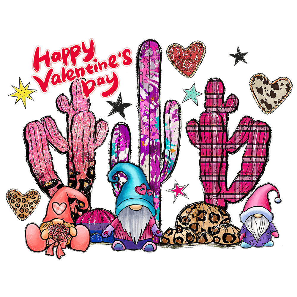 Short Sleeve T-Shirt: Valentines Day - "Happy Valentine's Day (Desert Gnome)" (V69) - FREE SHIPPING