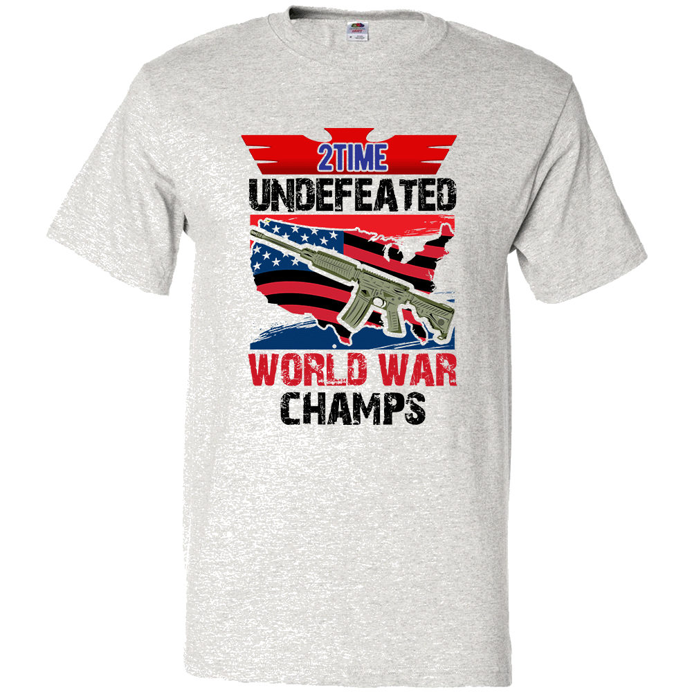 Short Sleeve T-Shirt: "2 Time Undefeated World War Champs" (P13) - FREE SHIPPING