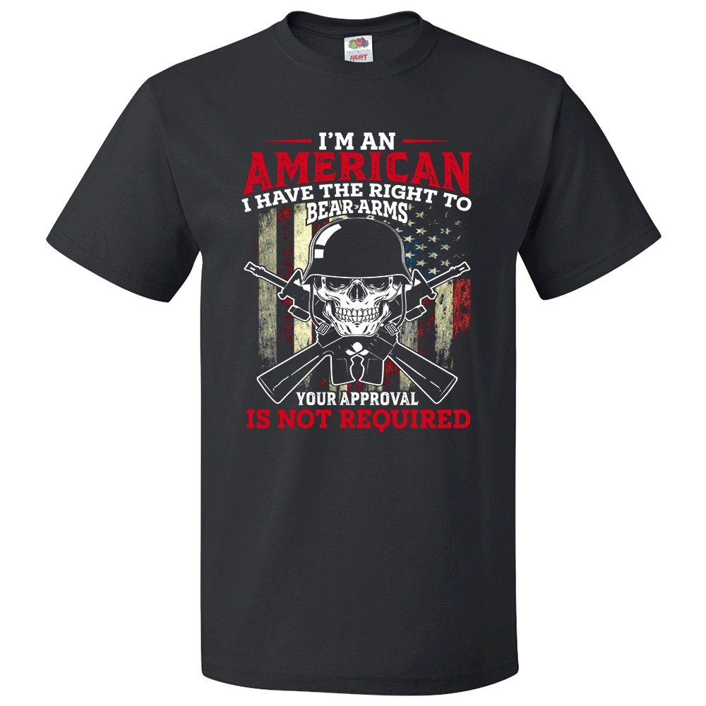 Short Sleeve T-Shirt: "I'm an American, I have the Right to Bear Arms" (P27) - FREE SHIPPING