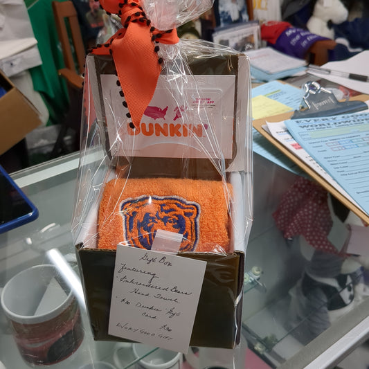 Gift Box: Embroidered Bears Hand Towel with Dunkin' Gift Card