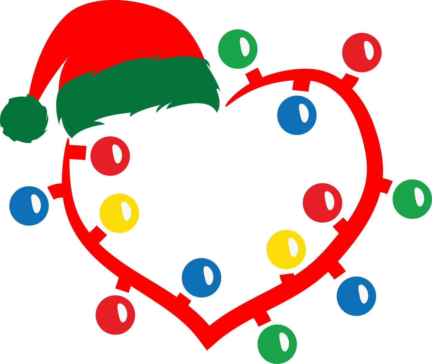 Personalized Christmas Coffee Mug: Santa Hat Heart And Lights (3) - FREE SHIPPING - 2 SIDED