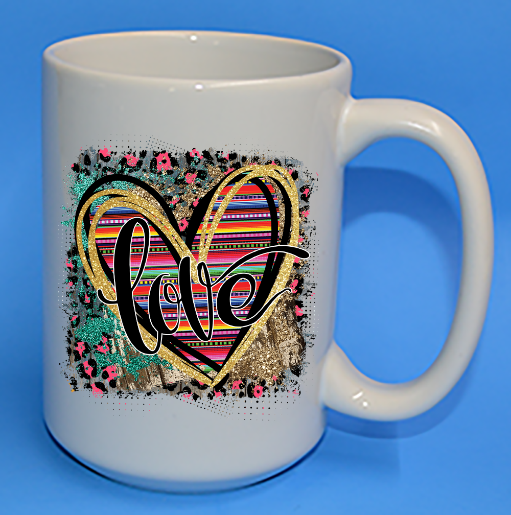 Personalized Valentine Coffee Mug: "Love & Hearts" - 11 or 15 Oz with Box - White - FREE SHIPPING