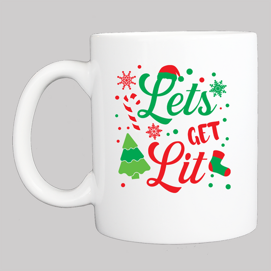 Personalized Christmas Coffee Mug: "Let's Get Lit" (6) - FREE SHIPPING - 2 SIDED