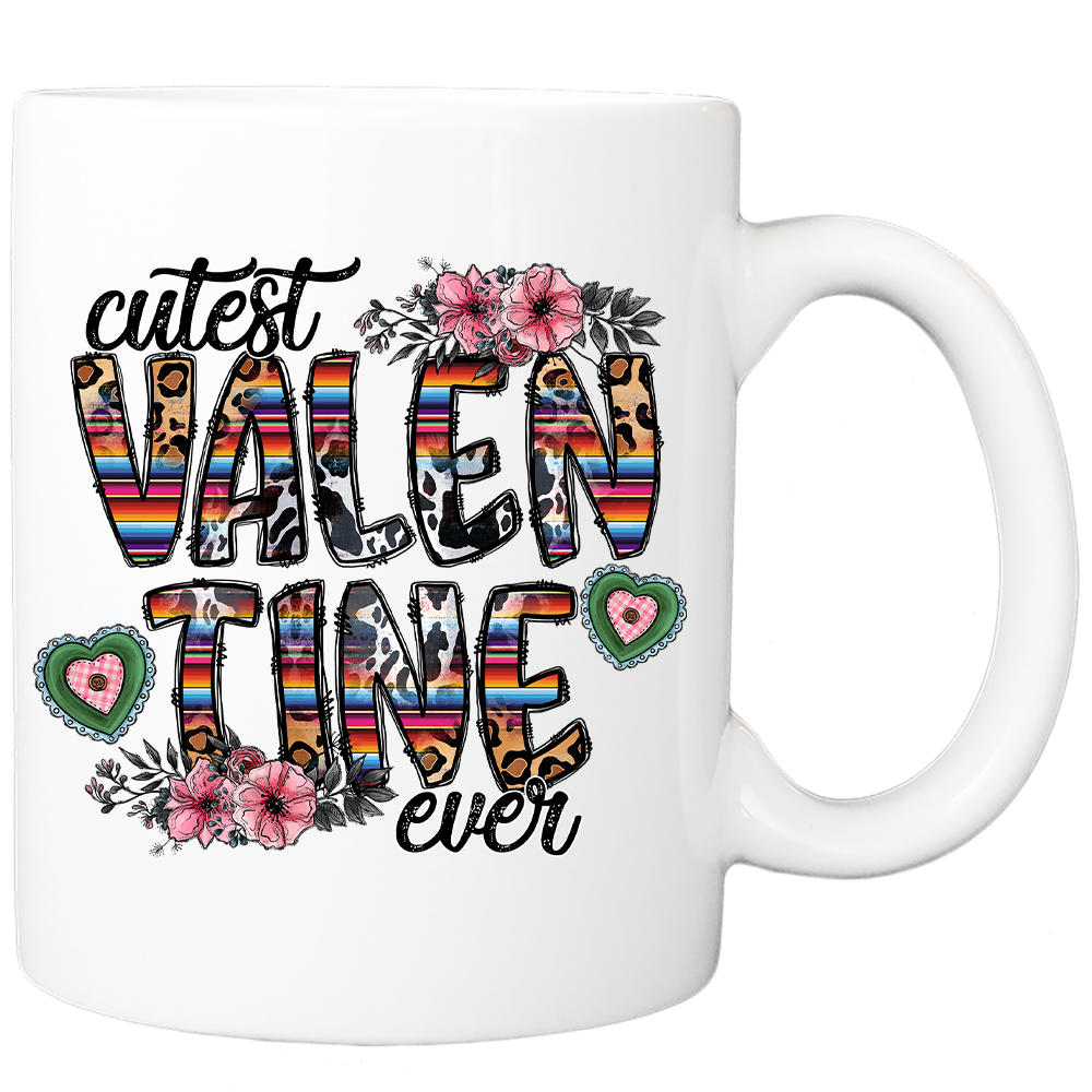 Personalized Valentine Coffee Mug: "Cutest Valentine Ever" - 11 or 15 Oz with Box - White - FREE SHIPPING