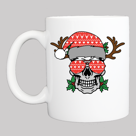 Personalized Christmas Coffee Mug: Christmas Skull (7) - FREE SHIPPING - 2 SIDED