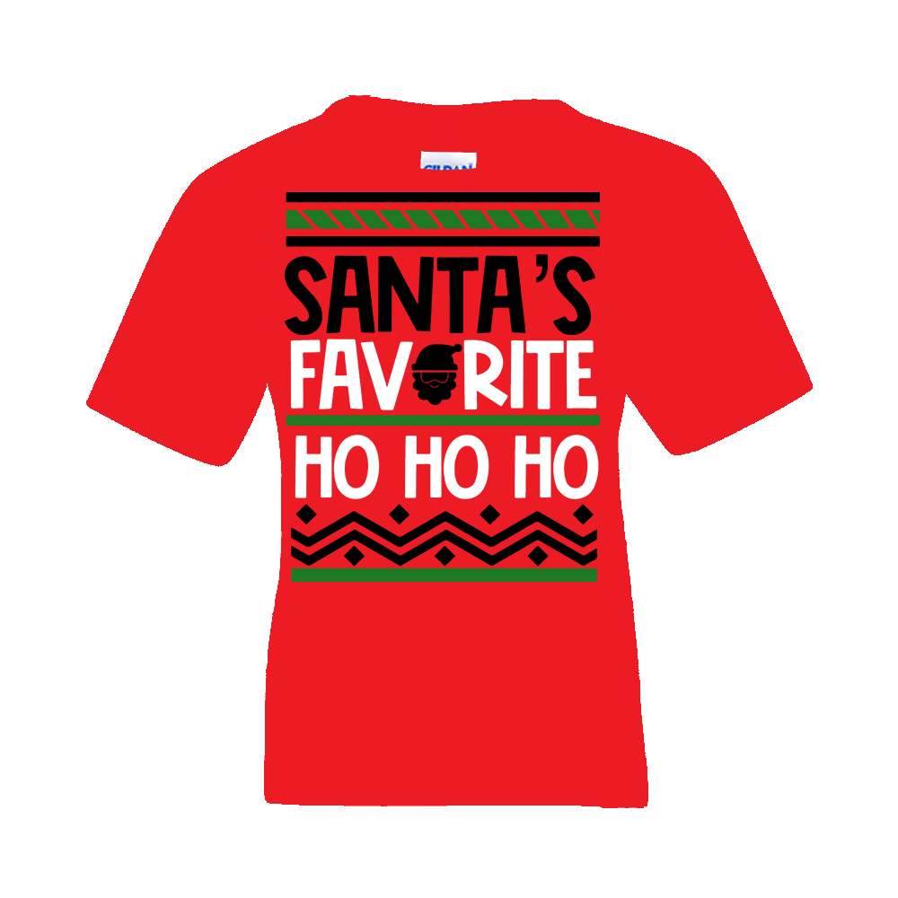 Christmas T-Shirt: Ugly "Santa's Favorite Ho Ho Ho" - FREE SHIPPING