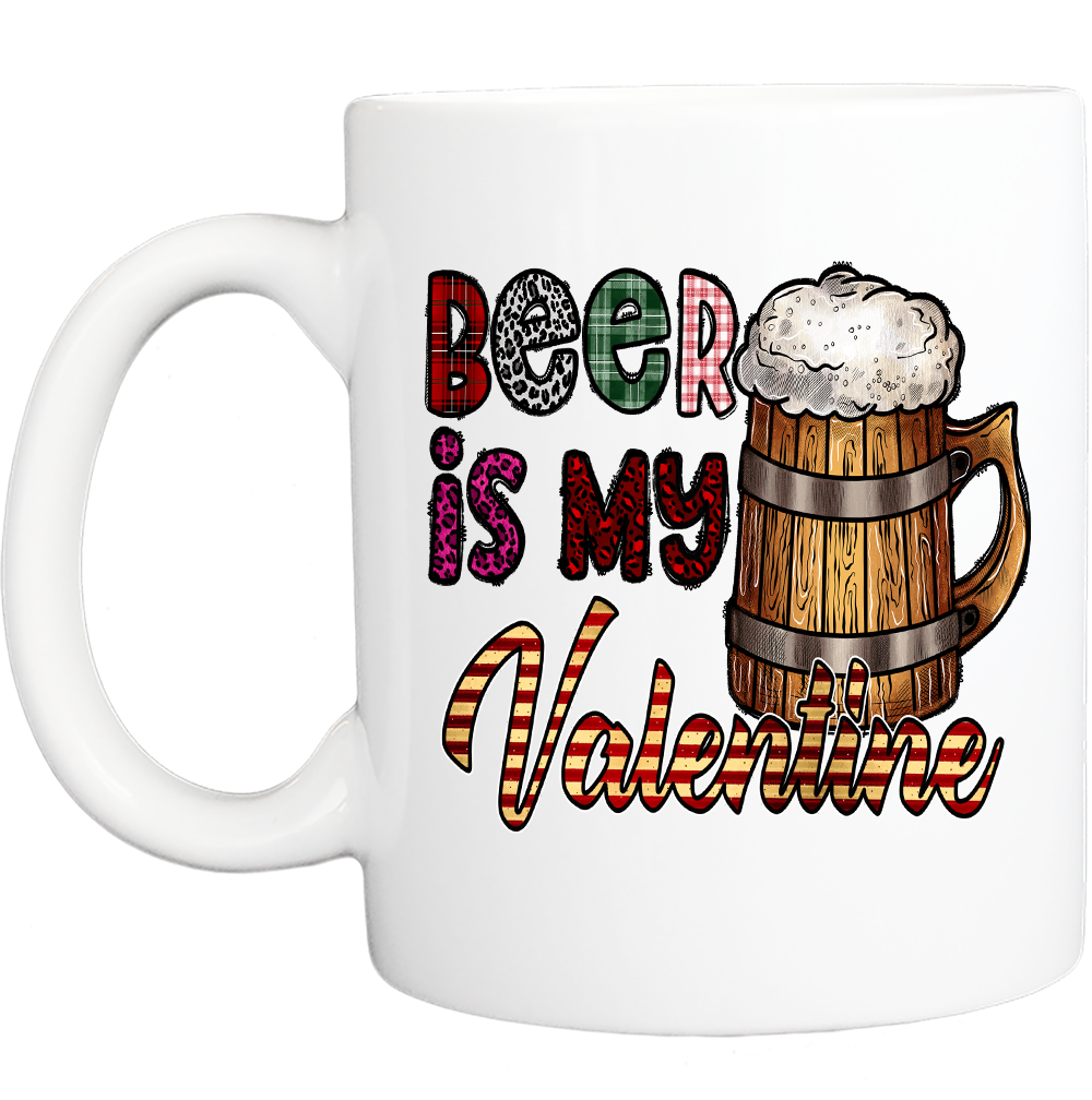 Personalized Valentine Coffee Mug: "Beer Is My Valentine V85" - 11 or 15 Oz with Box - White - FREE SHIPPING