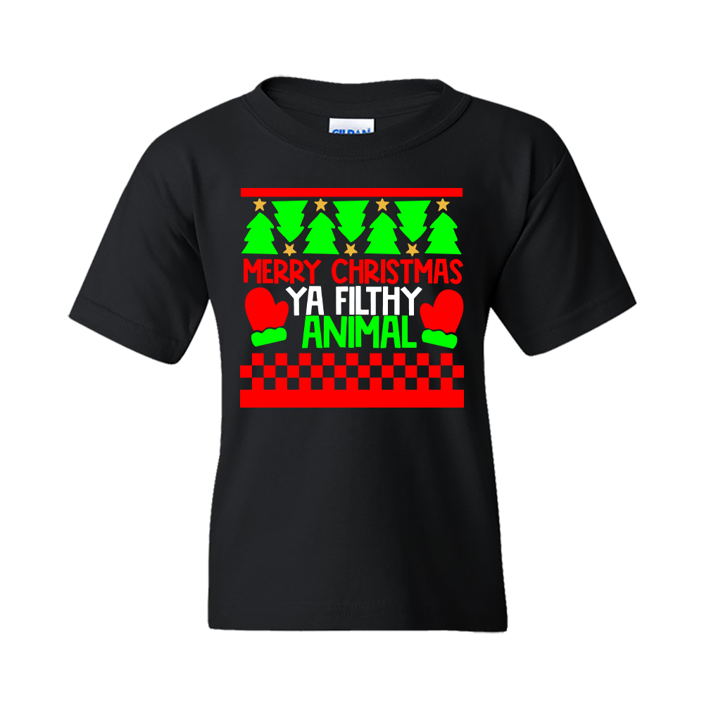 Christmas T-Shirt: Ugly "Merry Christmas You Filthy Animal" - FREE SHIPPING