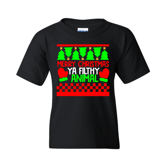 Christmas T-Shirt: Ugly "Merry Christmas You Filthy Animal" - FREE SHIPPING