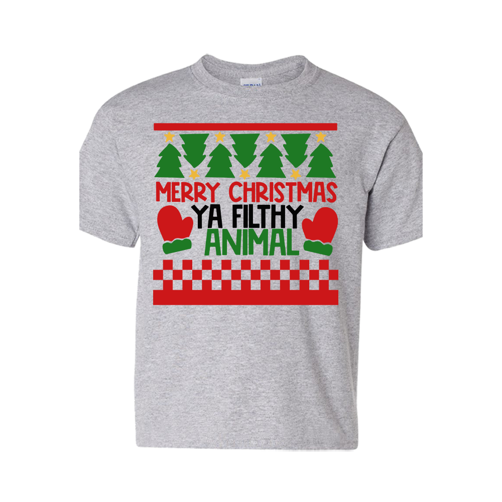 Christmas T-Shirt: Ugly "Merry Christmas You Filthy Animal" - FREE SHIPPING