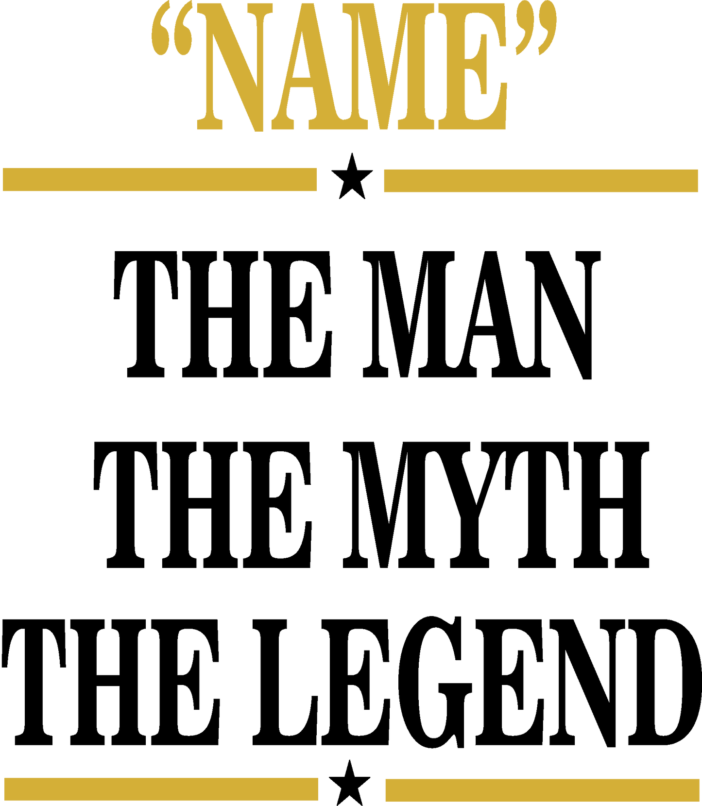 Short Sleeve T-Shirt: "YOUR NAME - The Man - The Myth - The Legend" - FREE SHIPPING