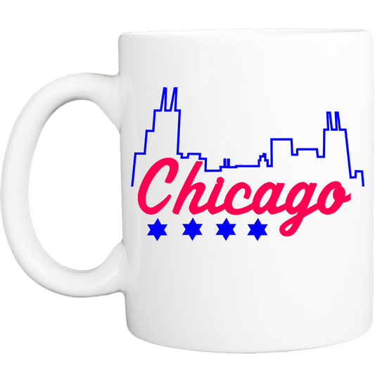 Coffee Mug: Chicago-Chicago Skyline Logo - 11 or 15 Oz- White - FREE SHIPPING