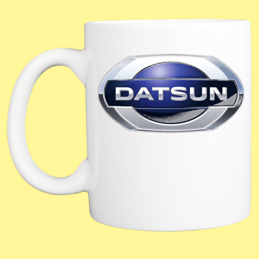 Coffee Mug: Vintage Datsun Logo - 11 or 15 Oz - White - FREE SHIPPING