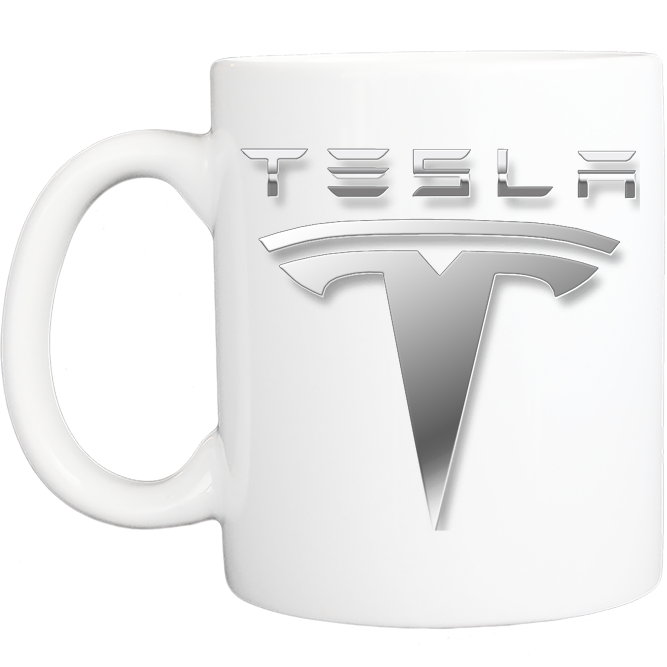 Coffee Mug: Tesla Logo - White - FREE SHIPPING