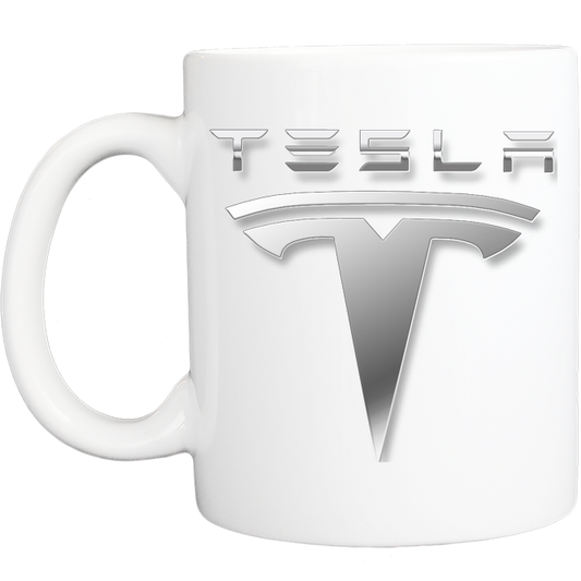 Coffee Mug: Tesla Logo - White - FREE SHIPPING