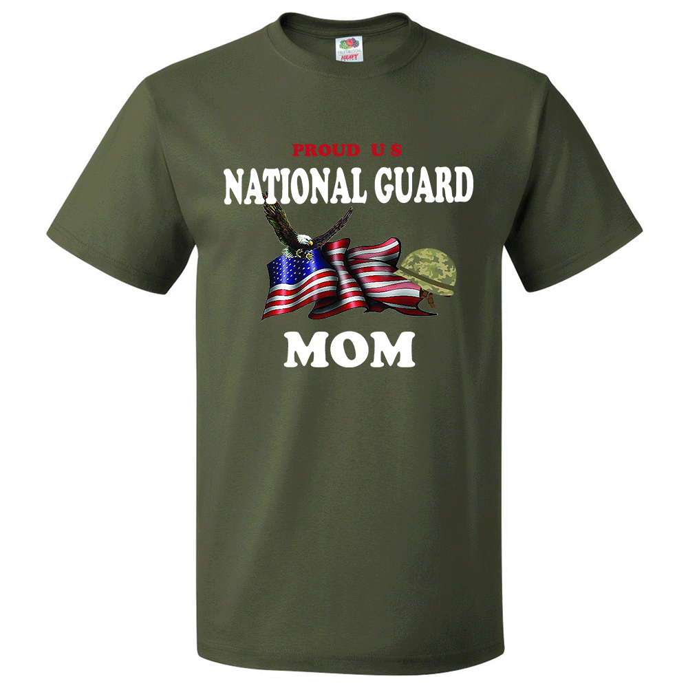 Short Sleeve T-Shirt: "Proud U.S. National Guard Mom" (GMOM) - FREE SHIPPING