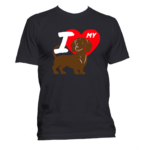 Short Sleeve T-Shirt: "I (HEART) My Dog (DACHSHUND)"- FREE SHIPPING