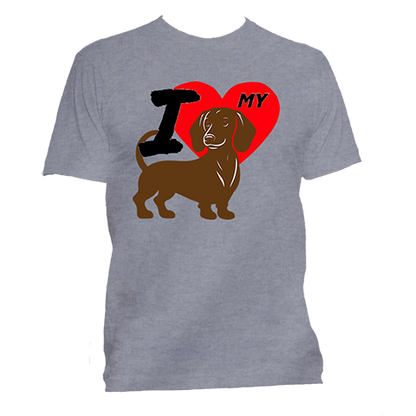 Short Sleeve T-Shirt: "I (HEART) My Dog (DACHSHUND)"- FREE SHIPPING
