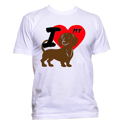 Short Sleeve T-Shirt: "I (HEART) My Dog (DACHSHUND)"- FREE SHIPPING