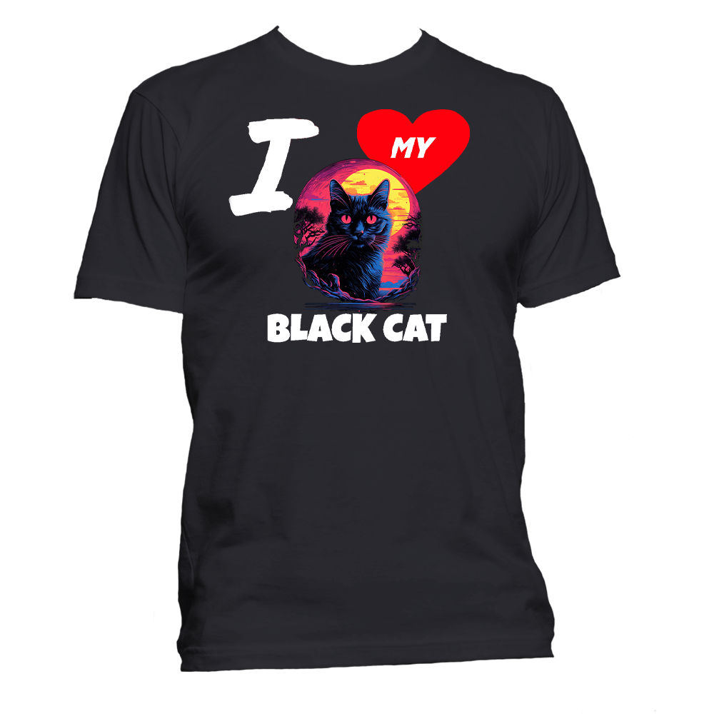 Short Sleeve T-Shirt: "I (HEART) My Cat (BLACK CAT)"- FREE SHIPPING
