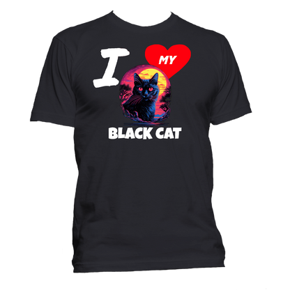 Short Sleeve T-Shirt: "I (HEART) My Cat (BLACK CAT)"- FREE SHIPPING