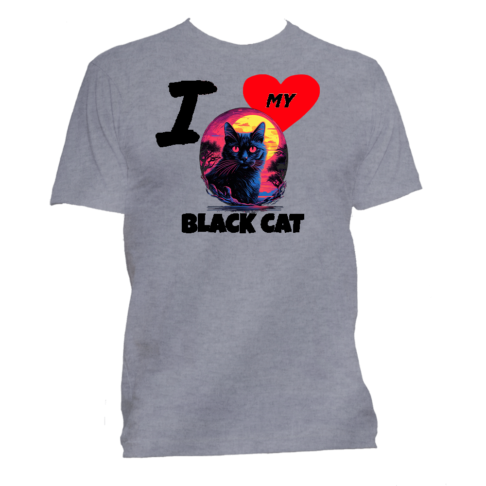 Short Sleeve T-Shirt: "I (HEART) My Cat (BLACK CAT)"- FREE SHIPPING