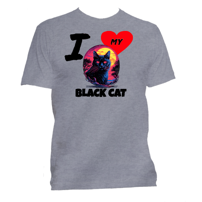 Short Sleeve T-Shirt: "I (HEART) My Cat (BLACK CAT)"- FREE SHIPPING