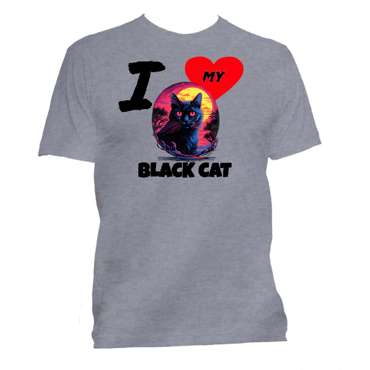 Short Sleeve T-Shirt: "I (HEART) My Cat (BLACK CAT)"- FREE SHIPPING