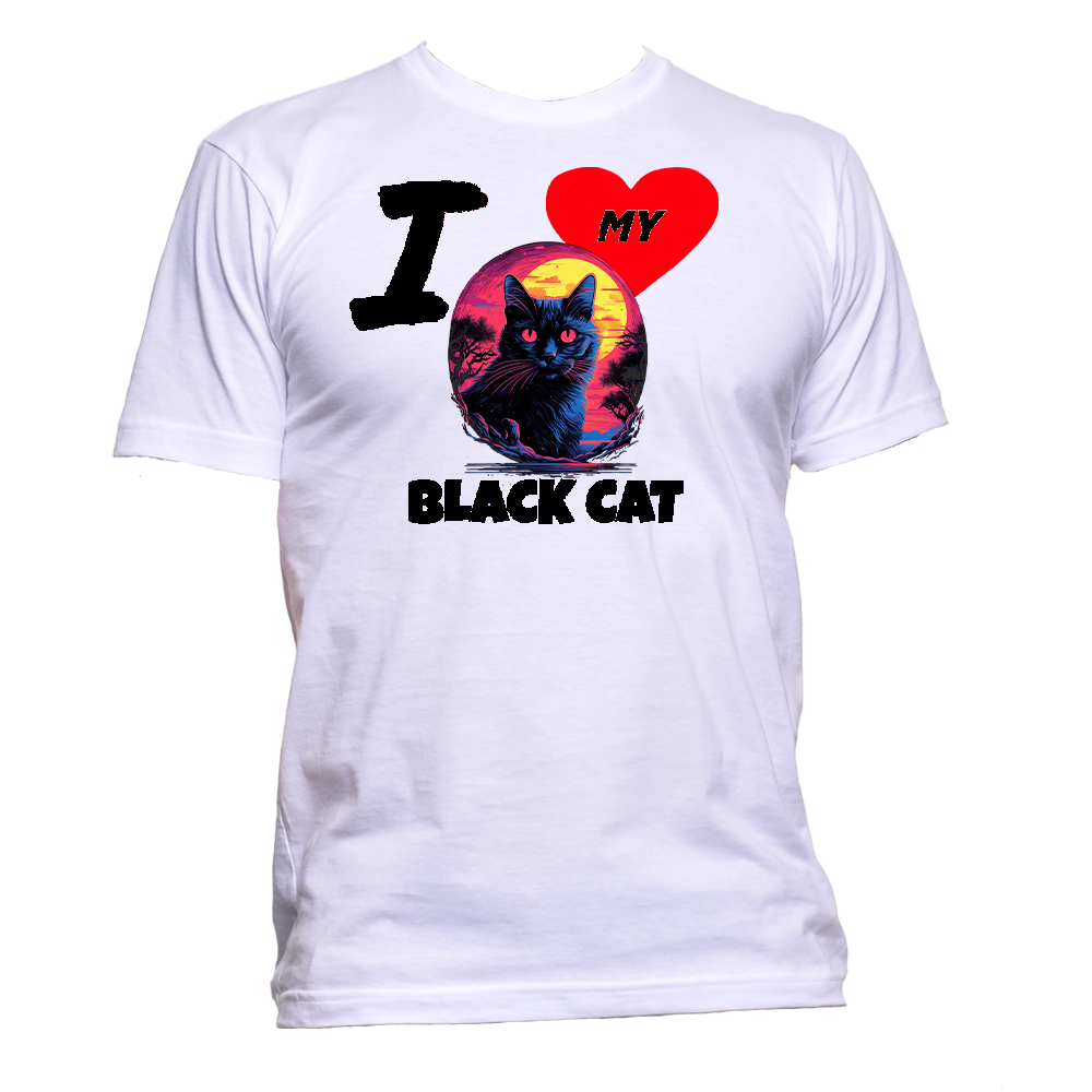 Short Sleeve T-Shirt: "I (HEART) My Cat (BLACK CAT)"- FREE SHIPPING