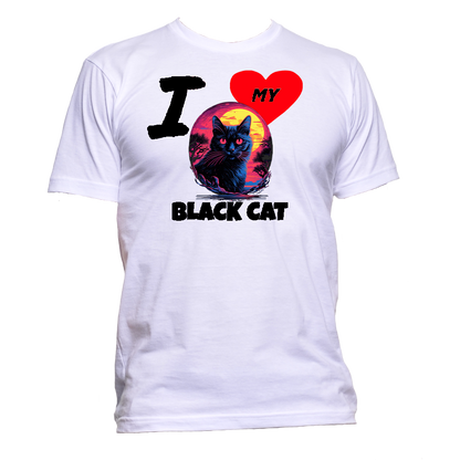 Short Sleeve T-Shirt: "I (HEART) My Cat (BLACK CAT)"- FREE SHIPPING