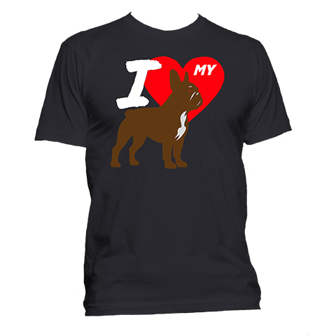 Short Sleeve T-Shirt: "I (HEART) My Dog (FRENCH BULLDOG)"- FREE SHIPPING