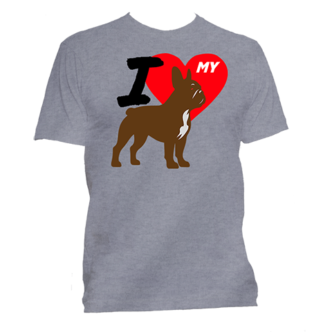 Short Sleeve T-Shirt: "I (HEART) My Dog (FRENCH BULLDOG)"- FREE SHIPPING