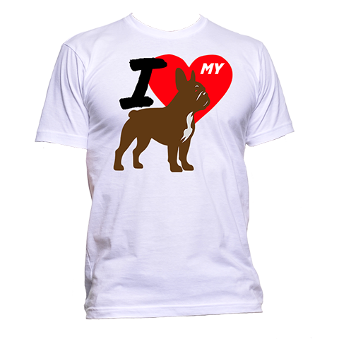 Short Sleeve T-Shirt: "I (HEART) My Dog (FRENCH BULLDOG)"- FREE SHIPPING