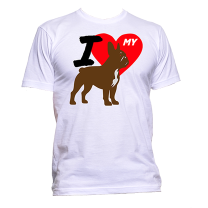 Short Sleeve T-Shirt: "I (HEART) My Dog (FRENCH BULLDOG)"- FREE SHIPPING
