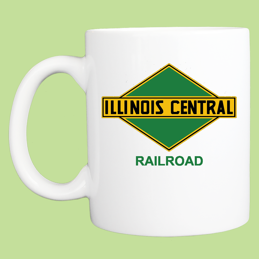 Coffee Mug: ILLINOIS CENTRAL RAILROAD GREEN DIAMOND Logo - 11 or 15 Oz - FREE SHIPPING