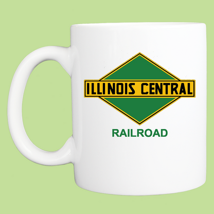 Coffee Mug: ILLINOIS CENTRAL RAILROAD GREEN DIAMOND Logo - 11 or 15 Oz - FREE SHIPPING